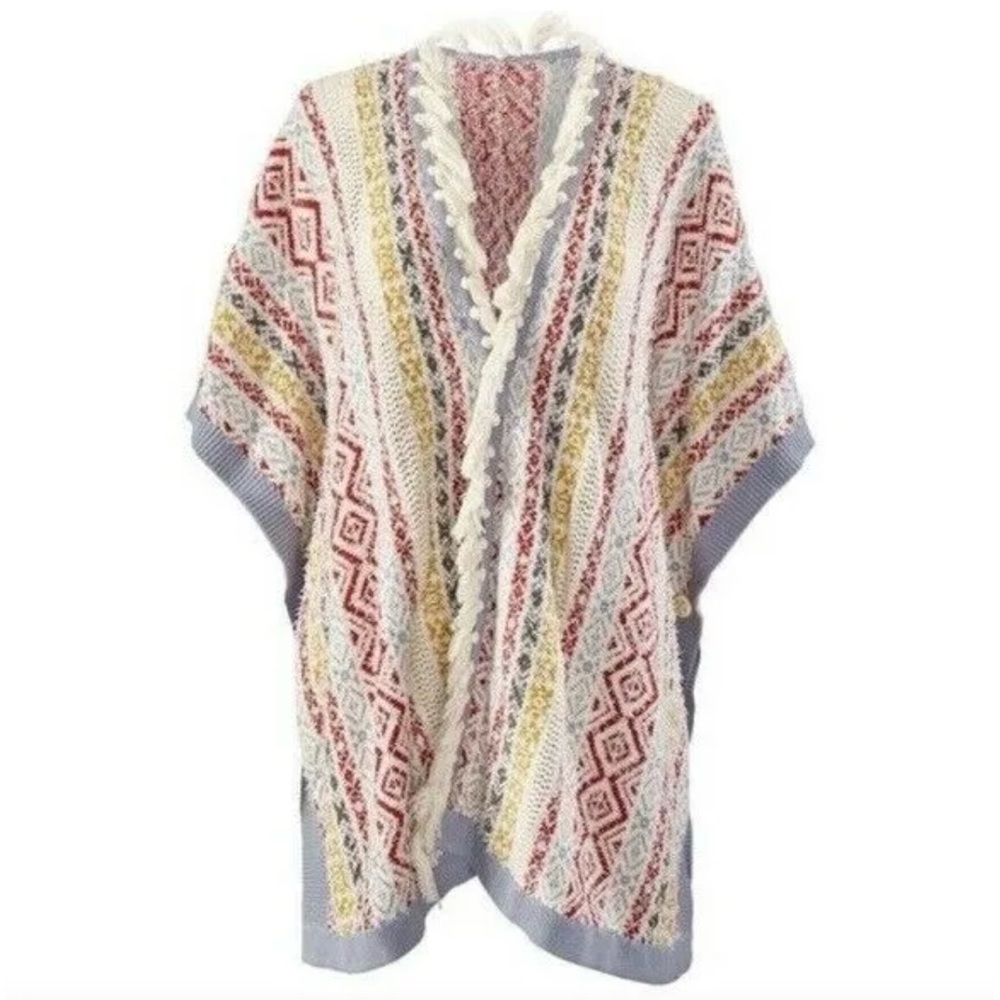 CAbi Siestra Wrap Fringe Poncho Wrap Cape #5001